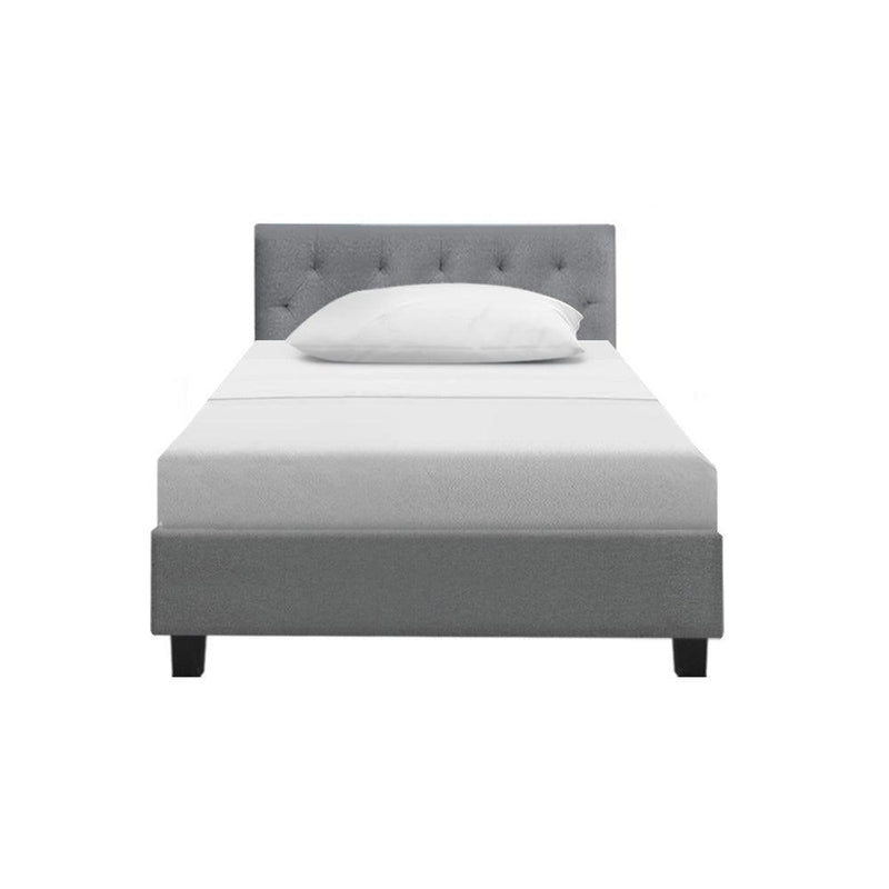 Artiss Vanke Bed Frame Fabric- Grey Single - John Cootes