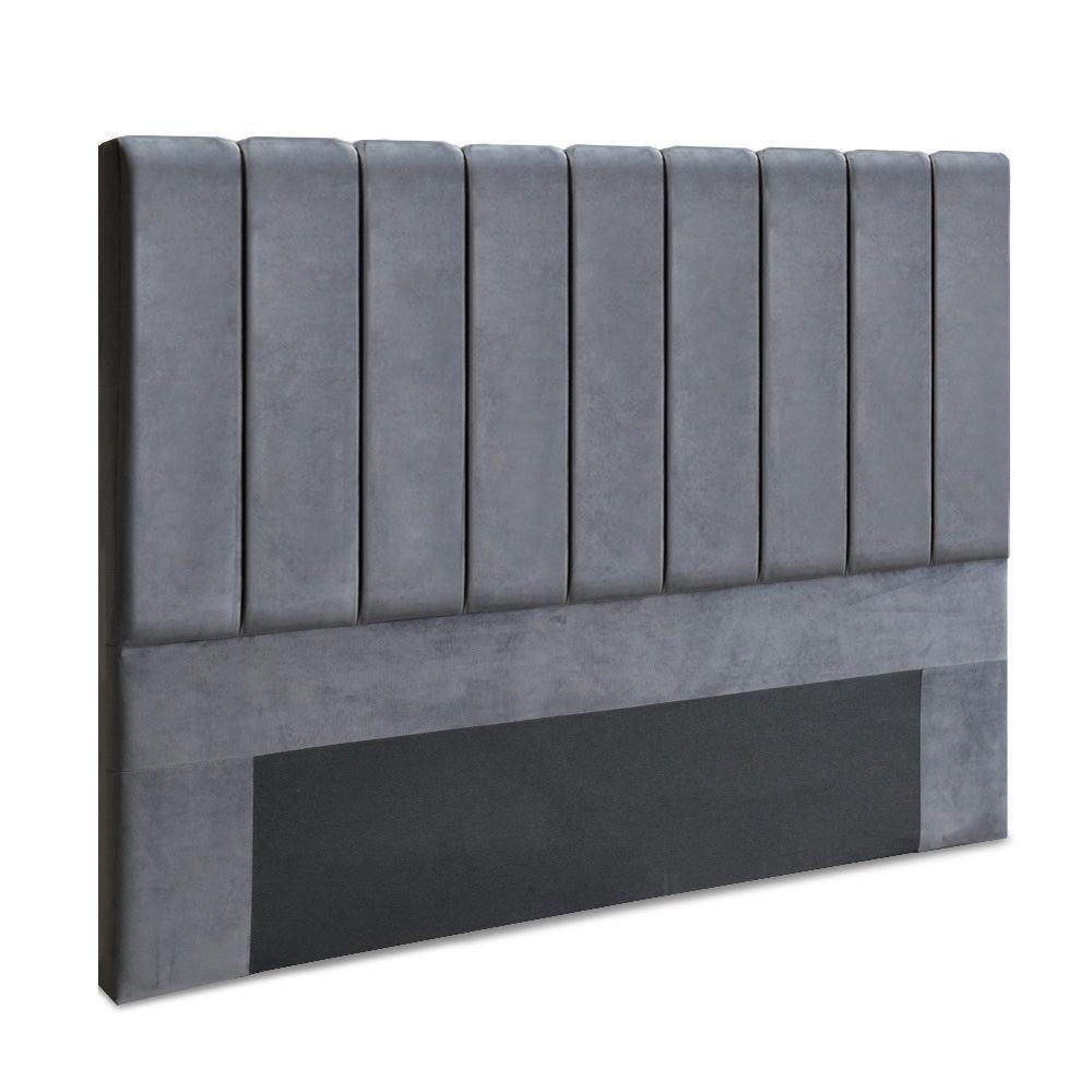 Artiss VELA Bed Head Headboard King Size Bedhead Velvet Grey - John Cootes