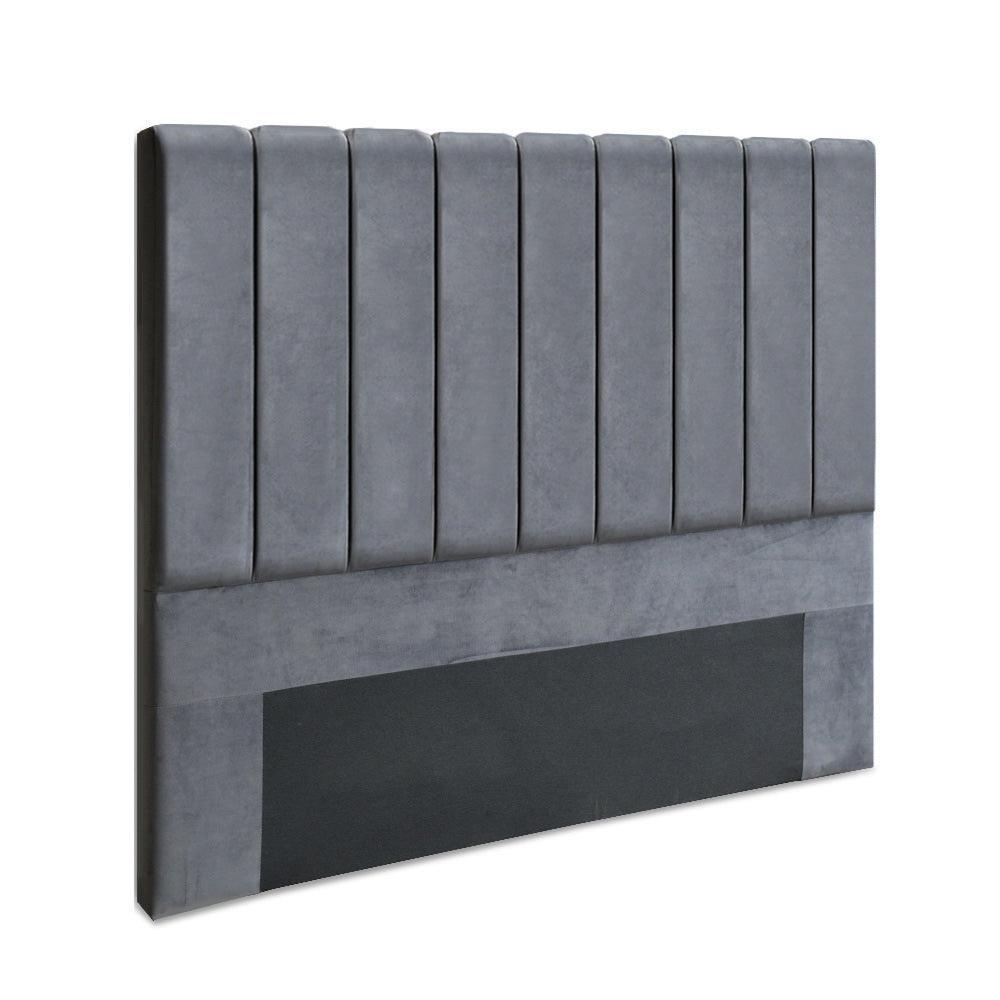 Artiss VELA Bed Head Headboard Queen Size Bedhead Velvet Grey - John Cootes