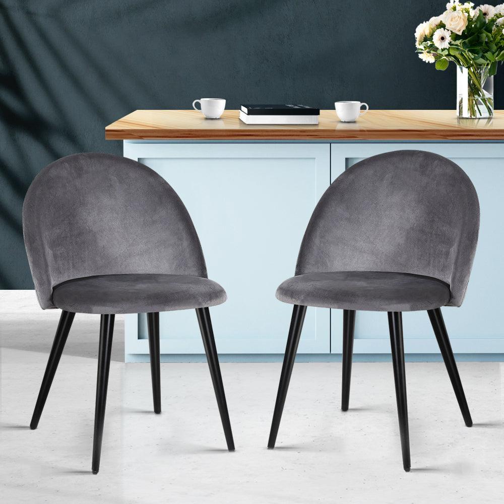 Artiss Velvet Modern Dining Chair - Dark Grey - John Cootes