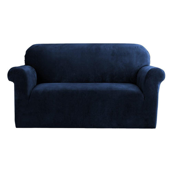 Artiss Velvet Sofa Cover Plush Couch Cover Lounge Slipcover 2 Seater Sapphire - John Cootes