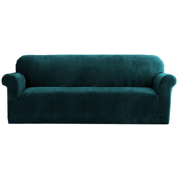 Artiss Velvet Sofa Cover Plush Couch Cover Lounge Slipcover 4 Seater Agate Green - John Cootes