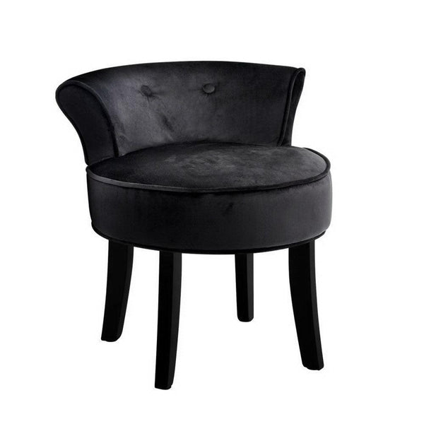 Artiss Velvet Vanity Stool Backrest Stools Dressing Table Chair Makeup Bedroom Black - John Cootes