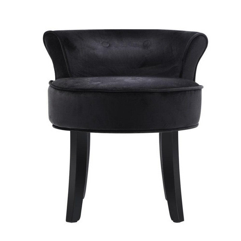 Artiss Velvet Vanity Stool Backrest Stools Dressing Table Chair Makeup Bedroom Black - John Cootes
