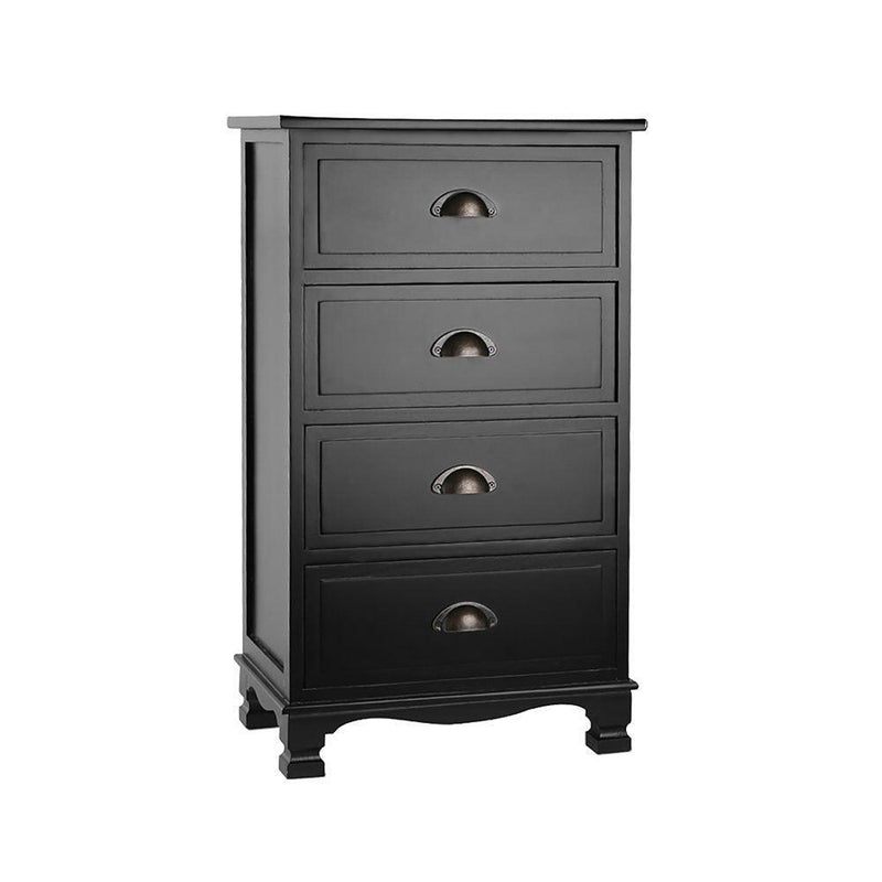Artiss Vintage Bedside Table Chest 4 Drawers Storage Cabinet Nightstand Black - John Cootes