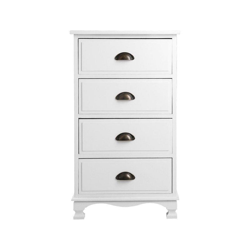 Artiss Vintage Bedside Table Chest 4 Drawers Storage Cabinet Nightstand White - John Cootes