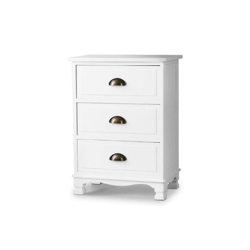 Artiss Vintage Bedside Table Chest Storage Cabinet Nightstand White - John Cootes