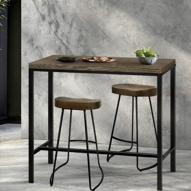 Artiss Vintage Industrial High Bar Table for Stool Kitchen Cafe Desk Dark Brown - John Cootes