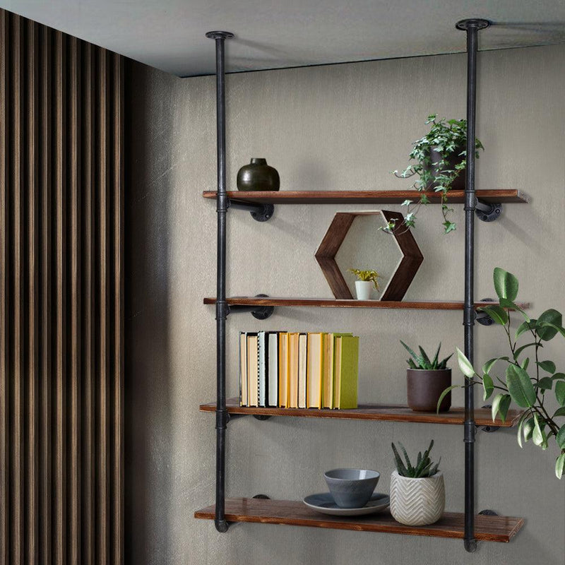 Artiss Wall Display Shelves Industrial Bookshelf DIY Pipe Shelf Rustic Brackets - John Cootes