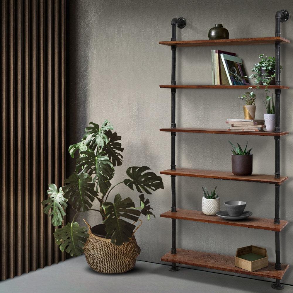 Artiss Wall Shelves Display Bookshelf Rustic Vintage DIY Pipe Shelf Brackets - John Cootes