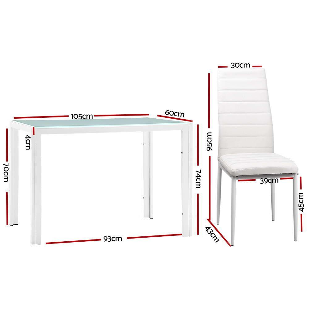 Artiss White Dining Table Set - 5-Piece - John Cootes