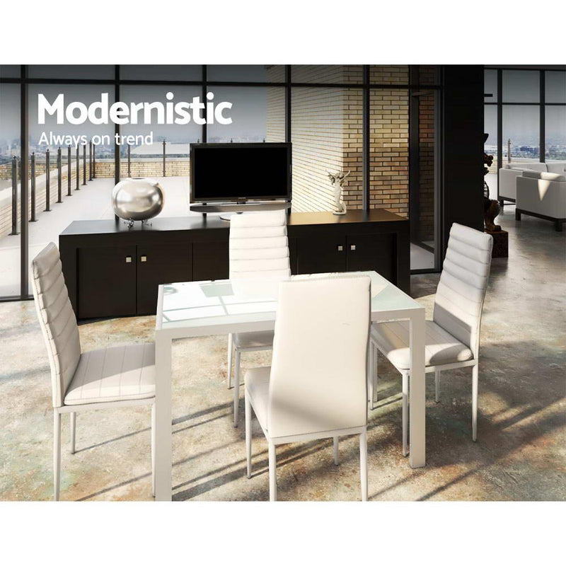 Artiss White Dining Table Set - 5-Piece - John Cootes