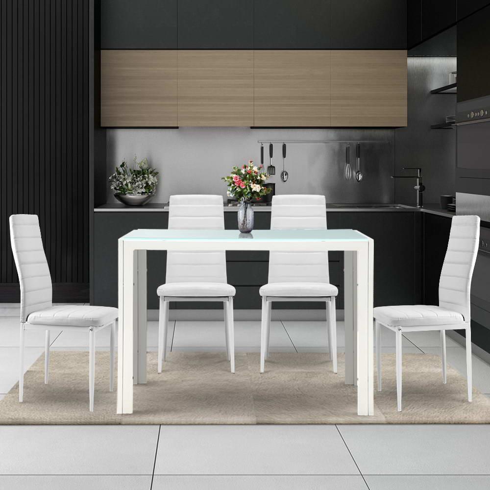 Artiss White Dining Table Set - 5-Piece - John Cootes