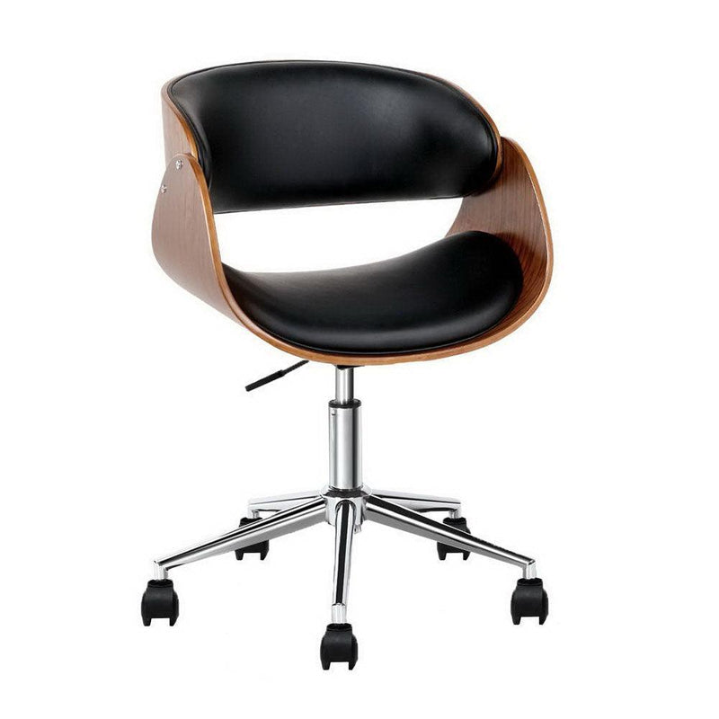 Artiss Wooden & PU Leather Office Desk Chair - Black - John Cootes