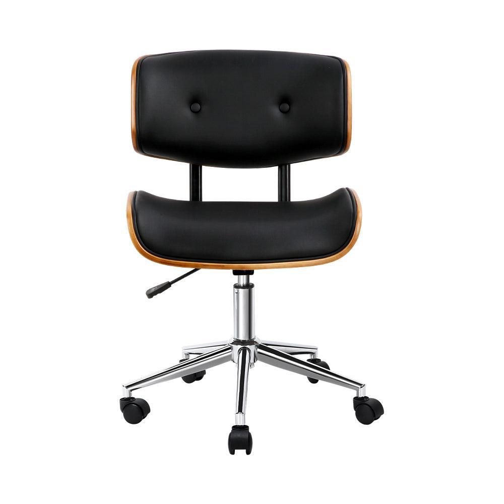 Artiss Wooden & PU Leather Office Desk Chair - Black - John Cootes