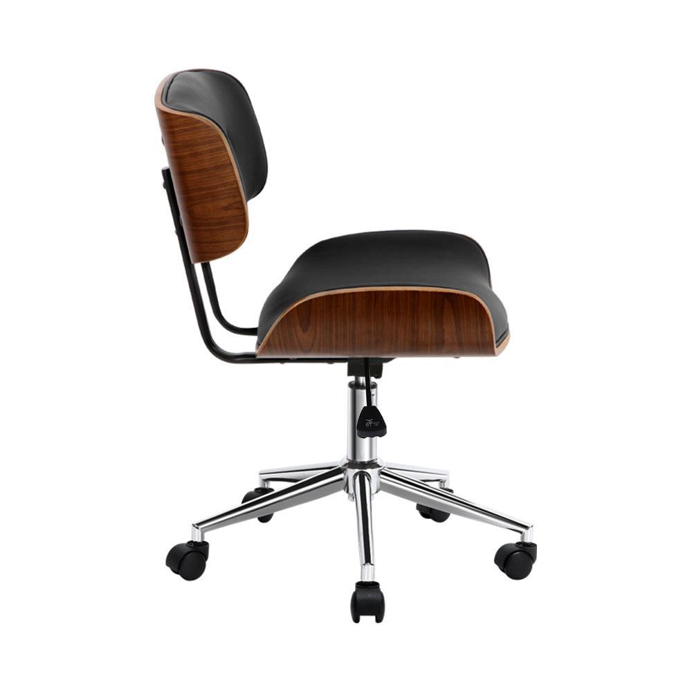 Artiss Wooden & PU Leather Office Desk Chair - Black - John Cootes