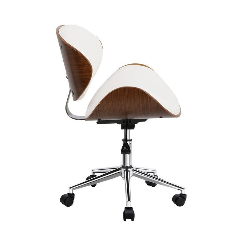 Artiss Wooden & PU Leather Office Desk Chair - White - John Cootes