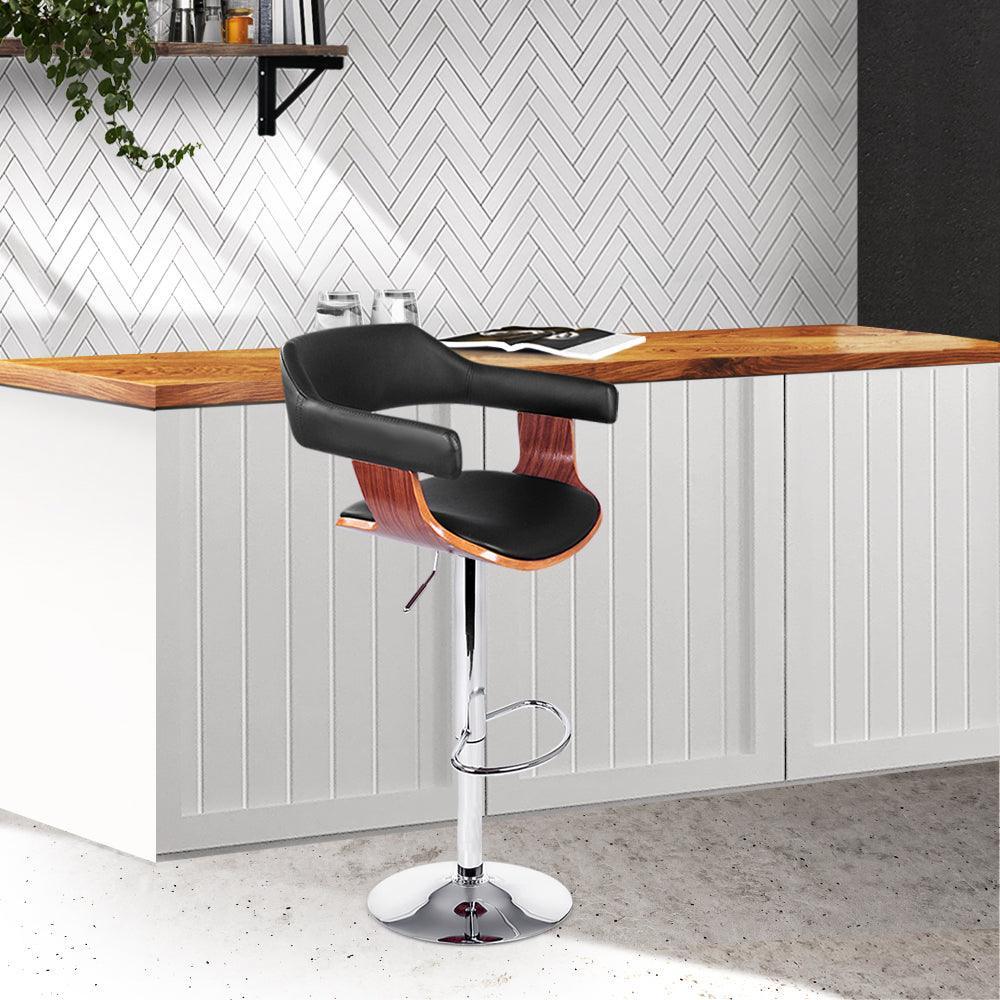 Artiss Wooden Bar Stool - Black and Wood - John Cootes