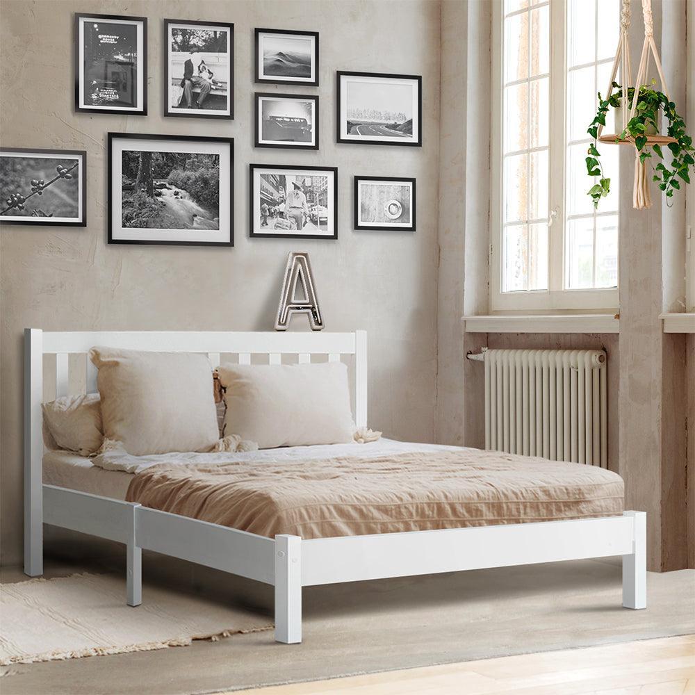 Artiss Wooden Bed Frame Queen Size Pine Wood Timber Mattress Base Bedroom - John Cootes