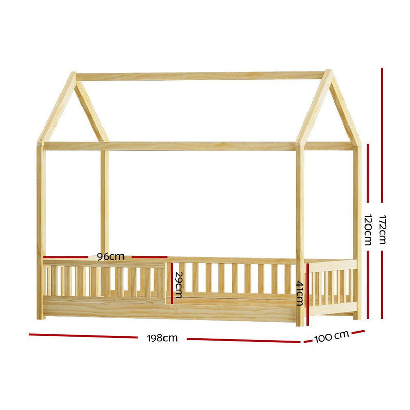 Artiss Wooden Bed Frame Single Size House Frame Pine Timber Base Platform Oak - John Cootes