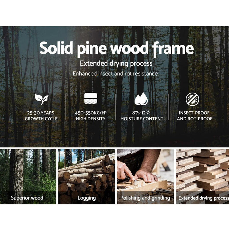 Artiss Wooden Bed Frame Single Size Mattress Base Pine Timber Platform White - John Cootes