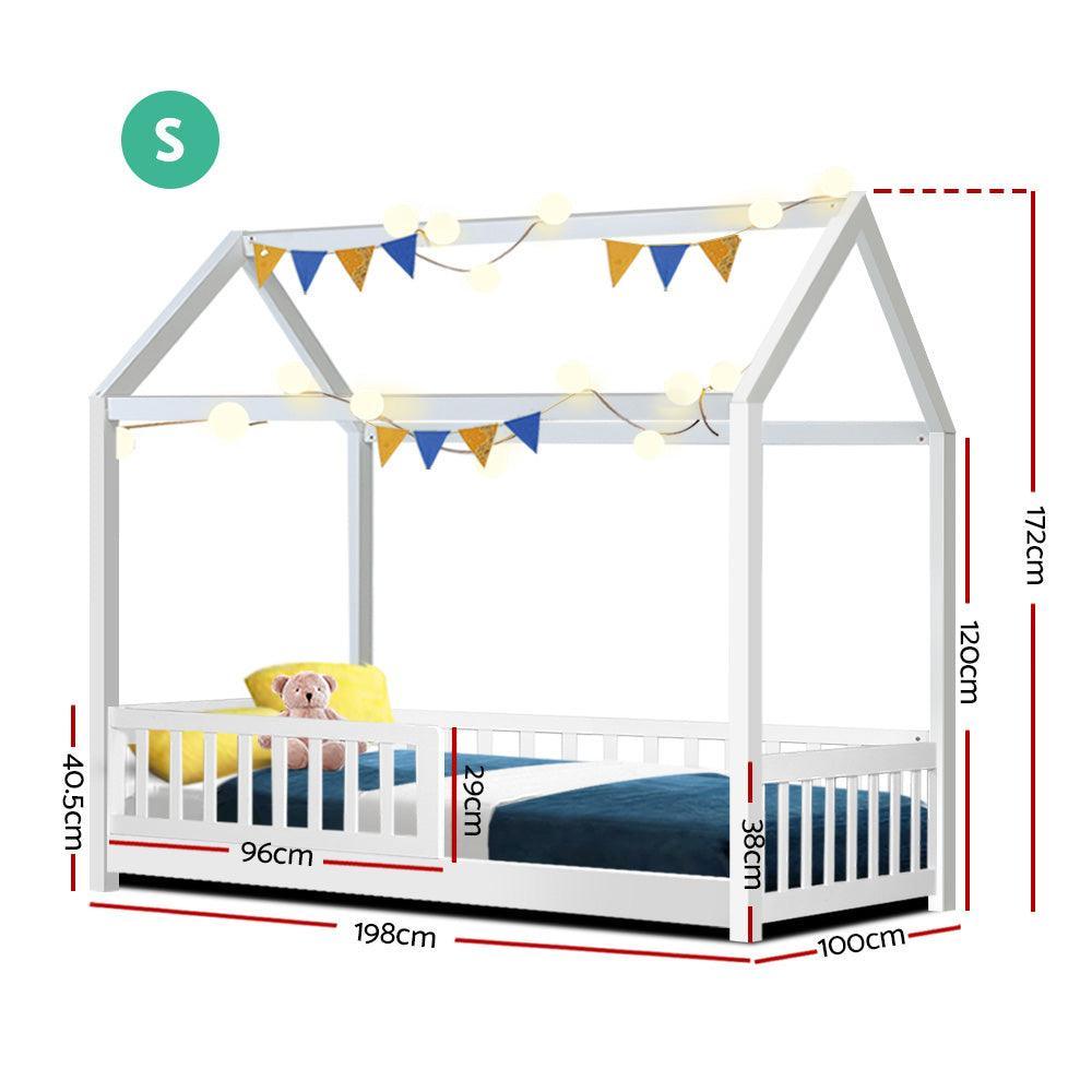 Artiss Wooden Bed Frame Single Size Timber Mattress Base Pine Platform White ROCK - John Cootes