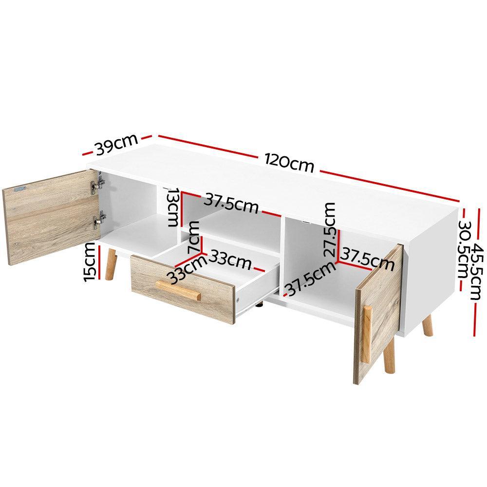 Artiss Wooden Entertainment Unit - White & Wood - John Cootes