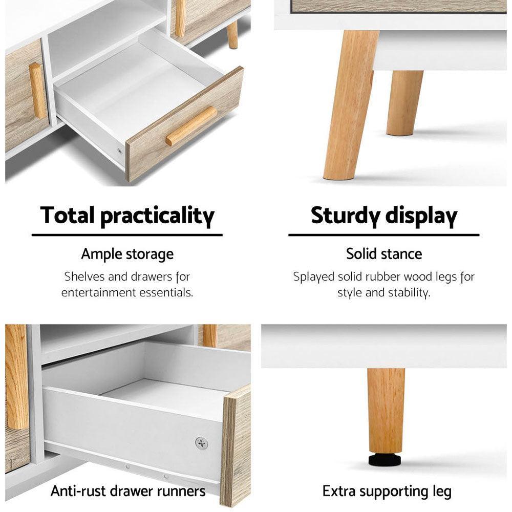 Artiss Wooden Entertainment Unit - White & Wood - John Cootes