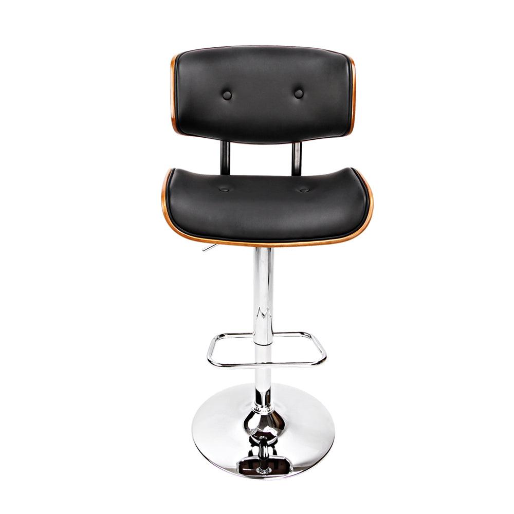 Artiss Wooden Gas Lift Bar Stool - Black and Chrome - John Cootes