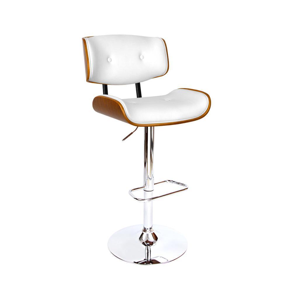 Artiss Wooden Gas Lift Bar Stool - White and Chrome - John Cootes