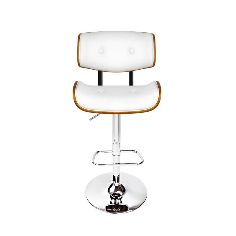 Artiss Wooden Gas Lift Bar Stool - White and Chrome - John Cootes