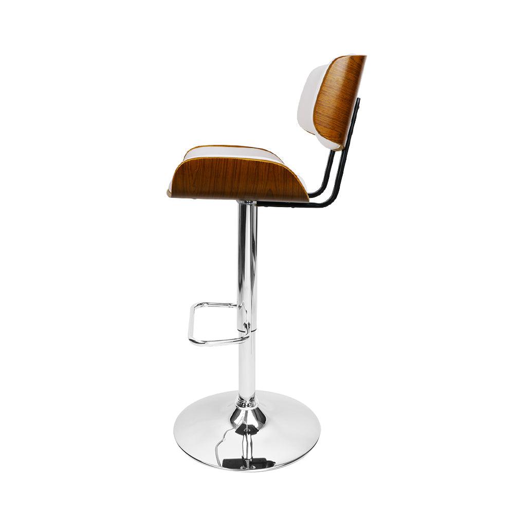 Artiss Wooden Gas Lift Bar Stool - White and Chrome - John Cootes