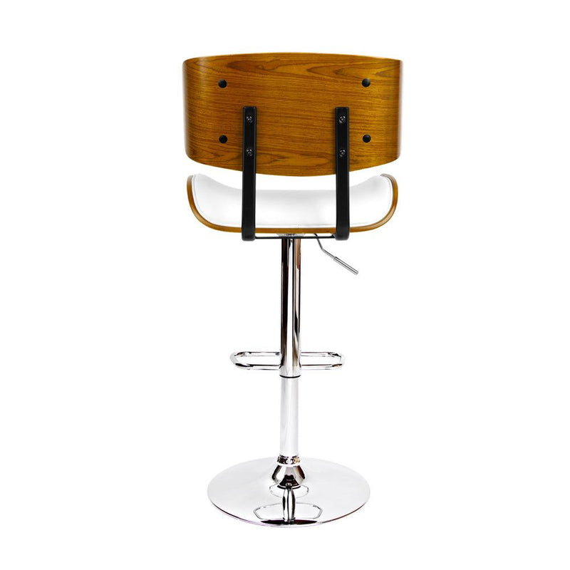 Artiss Wooden Gas Lift Bar Stool - White and Chrome - John Cootes