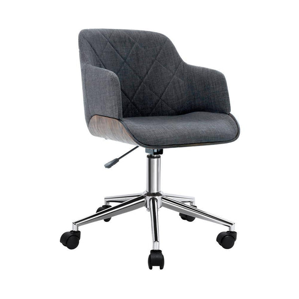 Artiss Wooden Office Chair Computer Gaming Chairs Executive Fabric Grey - John Cootes