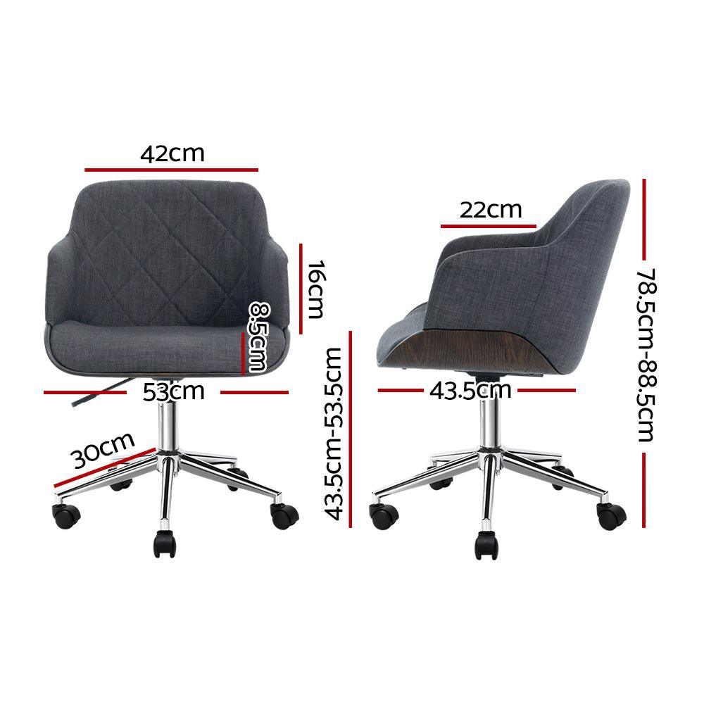 Artiss Wooden Office Chair Computer Gaming Chairs Executive Fabric Grey - John Cootes