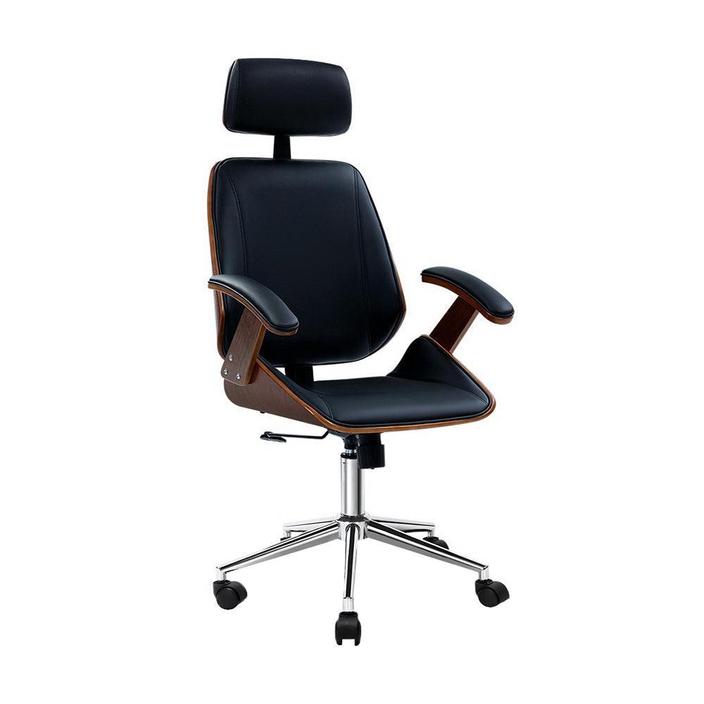 Artiss Wooden Office Chair Computer Gaming Chairs Executive Leather Black - John Cootes