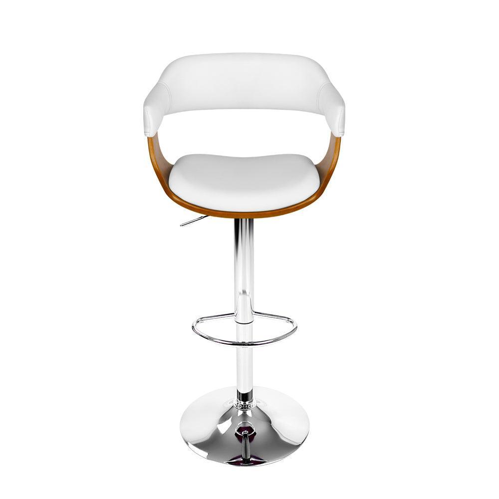 Artiss Wooden PU Leather Bar Stool - White and Chrome - John Cootes