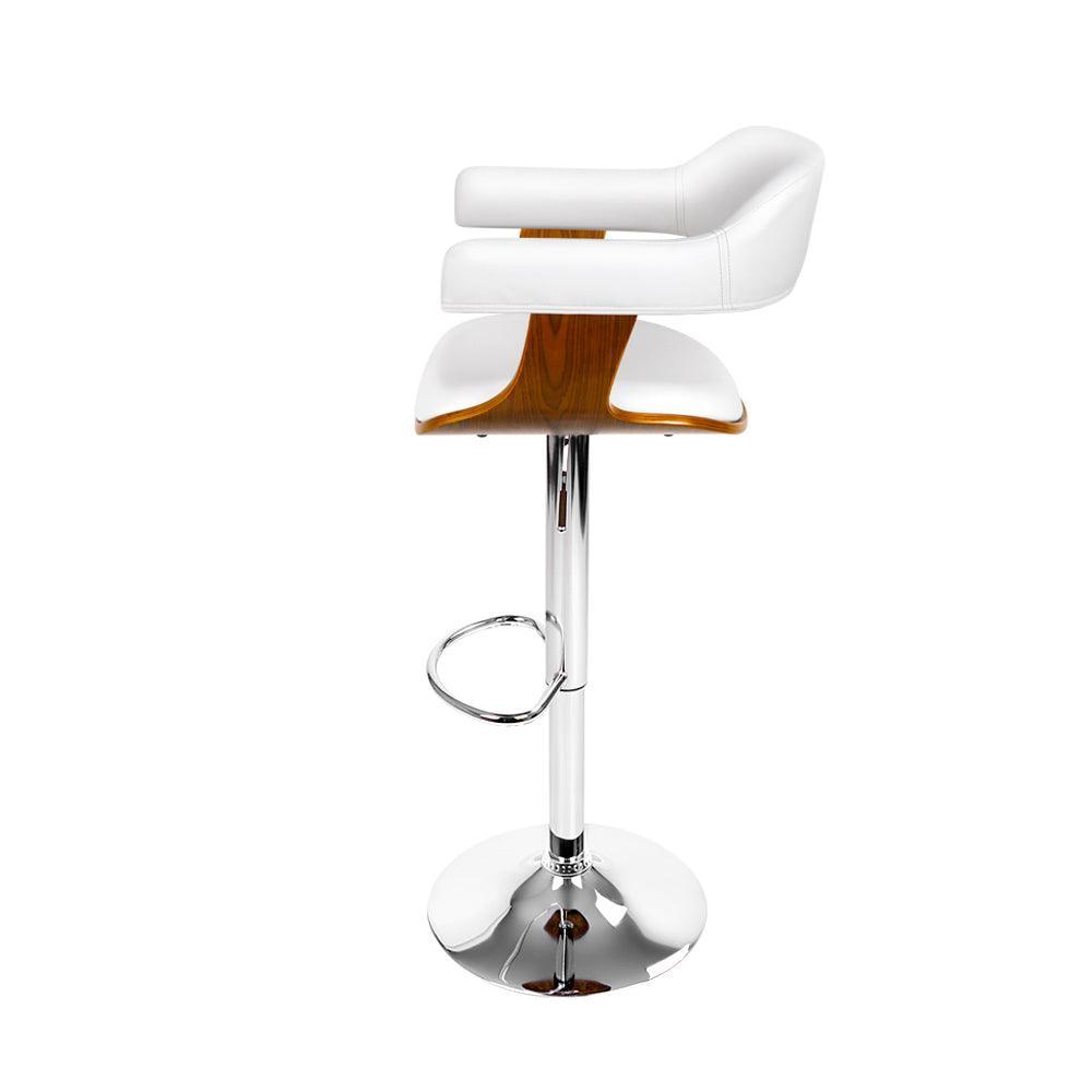 Artiss Wooden PU Leather Bar Stool - White and Chrome - John Cootes