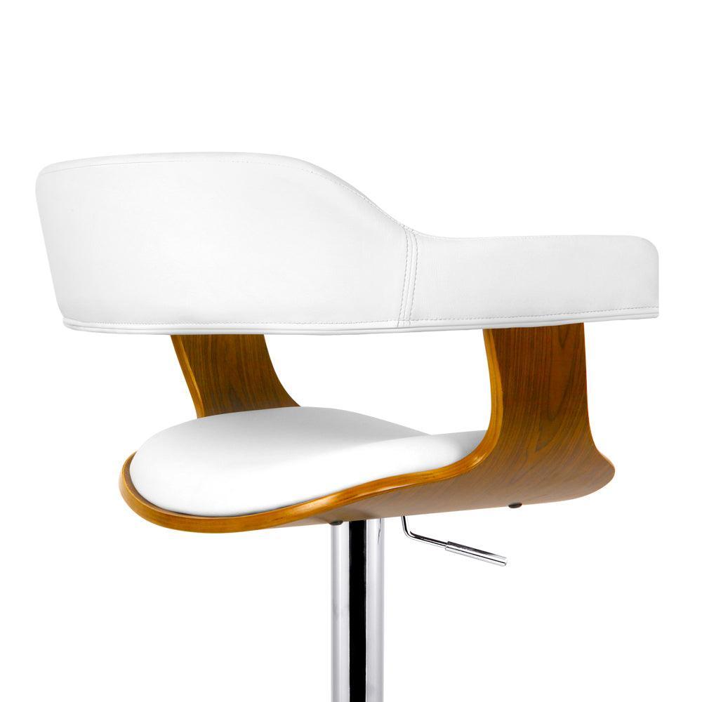 Artiss Wooden PU Leather Bar Stool - White and Chrome - John Cootes