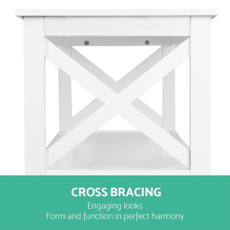 Artiss Wooden Storage Console Table - White - John Cootes