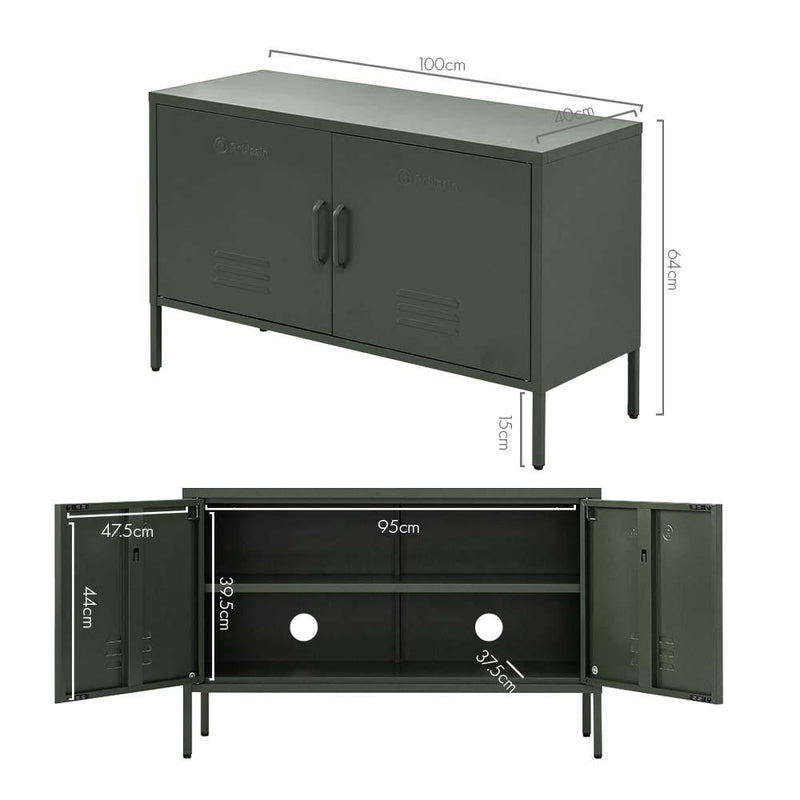 ArtissIn Base Metal Locker Storage Shelf Organizer Cabinet Buffet Sideboard Green - John Cootes