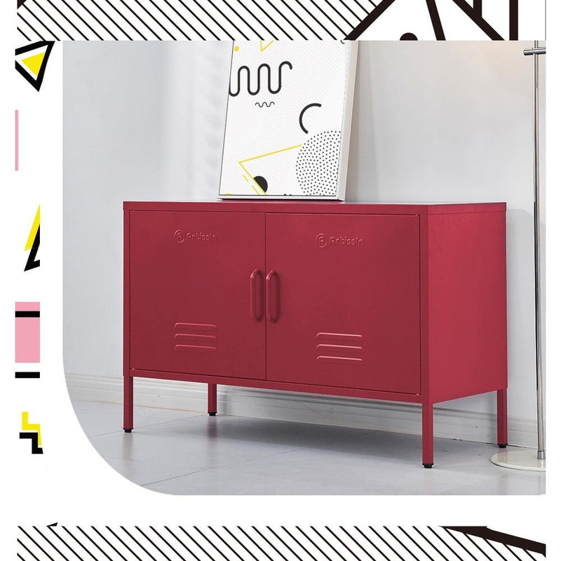 ArtissIn Buffet Sideboard Locker Metal Storage Cabinet - BASE Pink - John Cootes