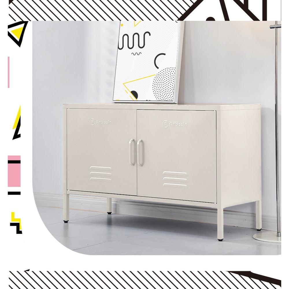 ArtissIn Buffet Sideboard Locker Metal Storage Cabinet - BASE White - John Cootes