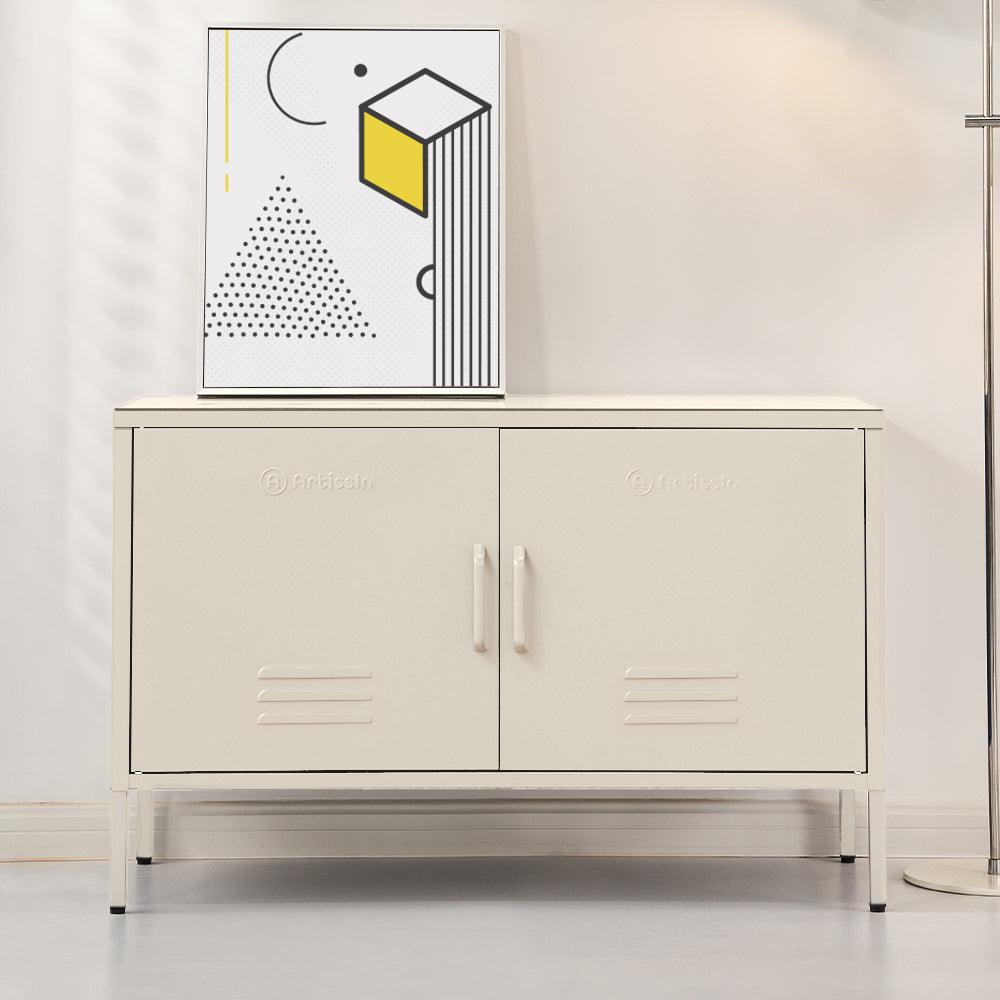 ArtissIn Buffet Sideboard Locker Metal Storage Cabinet - BASE White - John Cootes