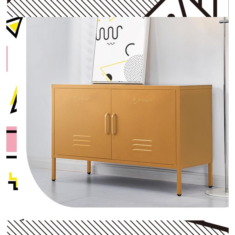 ArtissIn Buffet Sideboard Locker Metal Storage Cabinet - BASE Yellow - John Cootes