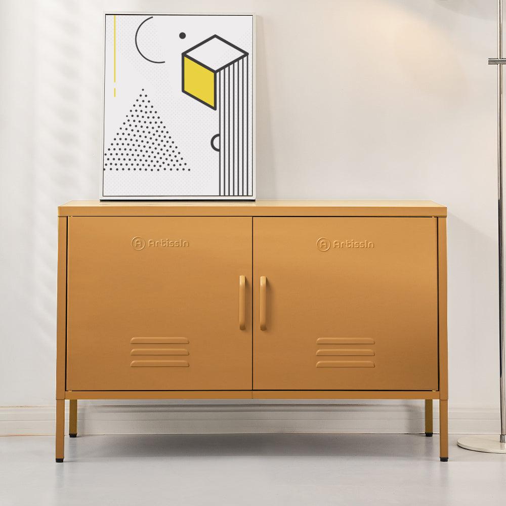 ArtissIn Buffet Sideboard Locker Metal Storage Cabinet - BASE Yellow - John Cootes