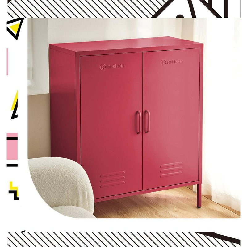 ArtissIn Buffet Sideboard Locker Metal Storage Cabinet - SWEETHEART Pink - John Cootes