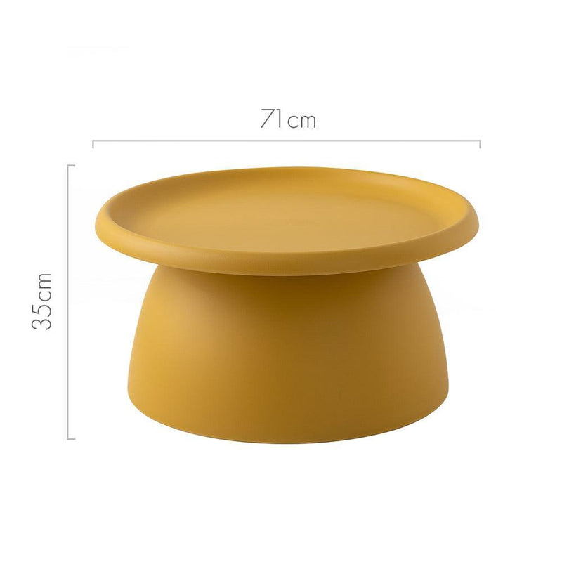 ArtissIn Coffee Table Mushroom Nordic Round Large Side Table 70CM Yellow - John Cootes