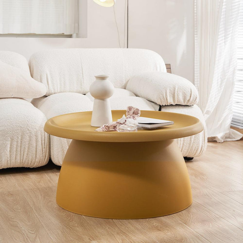 ArtissIn Coffee Table Mushroom Nordic Round Large Side Table 70CM Yellow - John Cootes