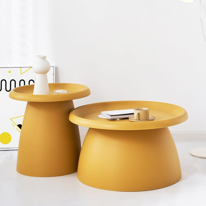 ArtissIn Coffee Table Mushroom Nordic Round Large Side Table 70CM Yellow - John Cootes